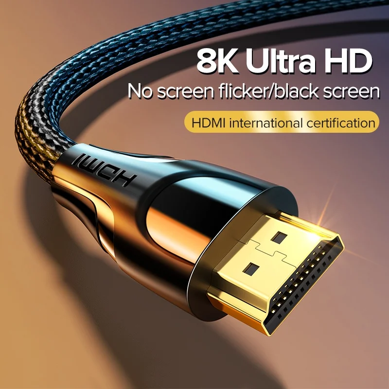 llano HDMI 8K 2.1 3D Braided cable HDMI to hdmi Cable 60hz/144hz Ultra High Speed Transmission Cable 48Gbps 3D HDR Cable