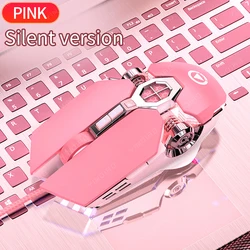 Ergonomic RGB Backlit Wired Gaming Mouse - Silent, High - Precision, 6 - Button USB (Pink Silent)