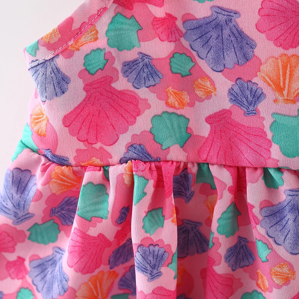 Sommer Baby Kleidung Set Blumen Sling Top mit Muschel Gedruckt Shorts Zwei Stücke Set für Kinder – Detail 9