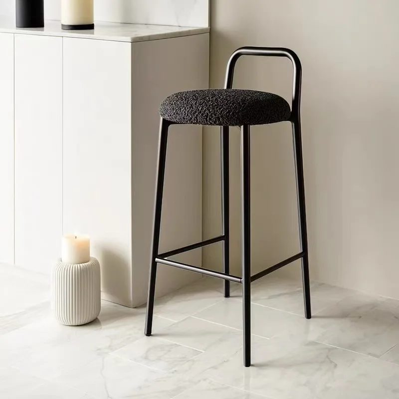 Modern Round Bar Stool Stackable High-Tall Chair Minimalist Counter Stool for Cashier Desk Stylish Pub Stools for Kitchen or Bar