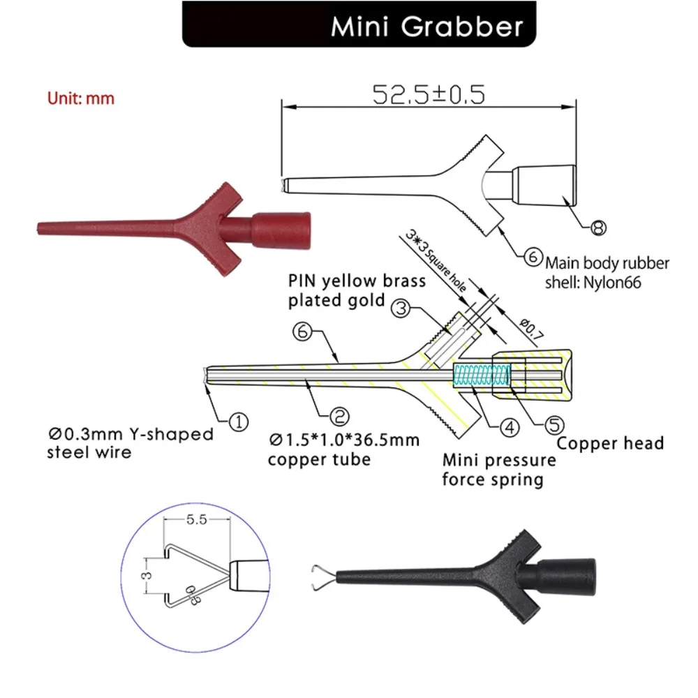 Mini SMD Test Clips IC Spring Hook Grabber Multimeter Test Clamp Leads Cable Mini Aircraft Hook For Adapter Programming,cable clip,cable clamp