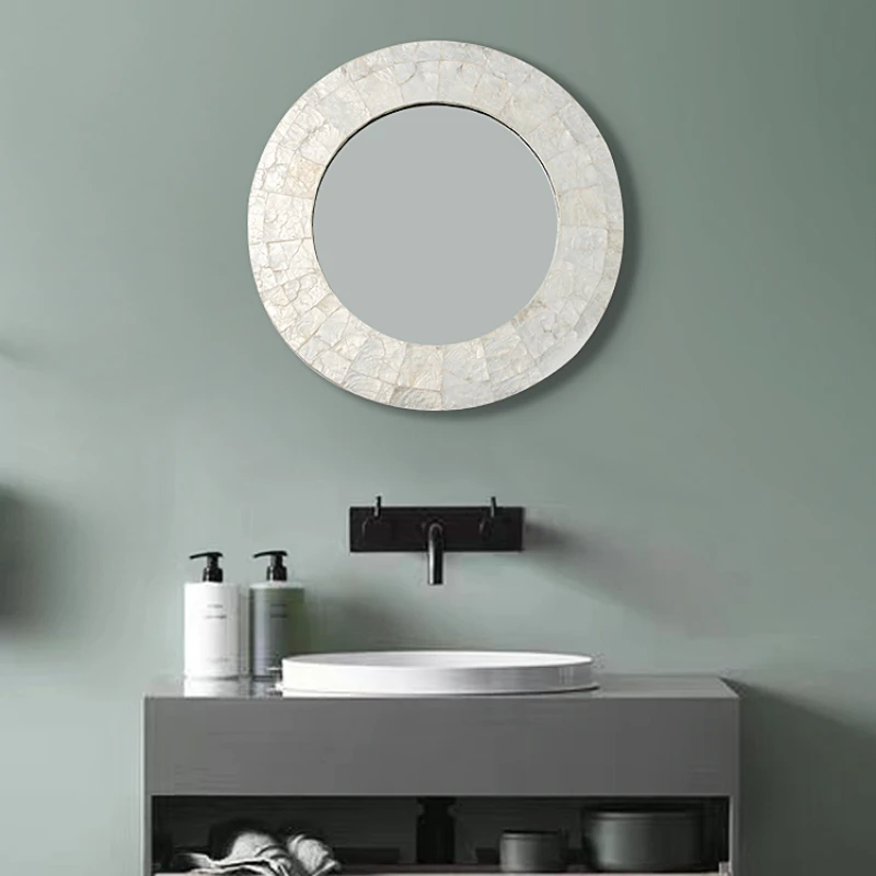 

imported French shell bathroom mirror creative high sense bathroom makeup mirror wall mirror decoration mirror
