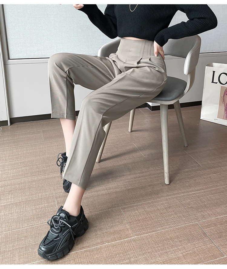 sweatpants Fashion Female Pants Spring 2022 Straight Black Khaki Trousers Suits Formal Casual S-XL New Women's Casual Harem Pants Harajuku flare pants