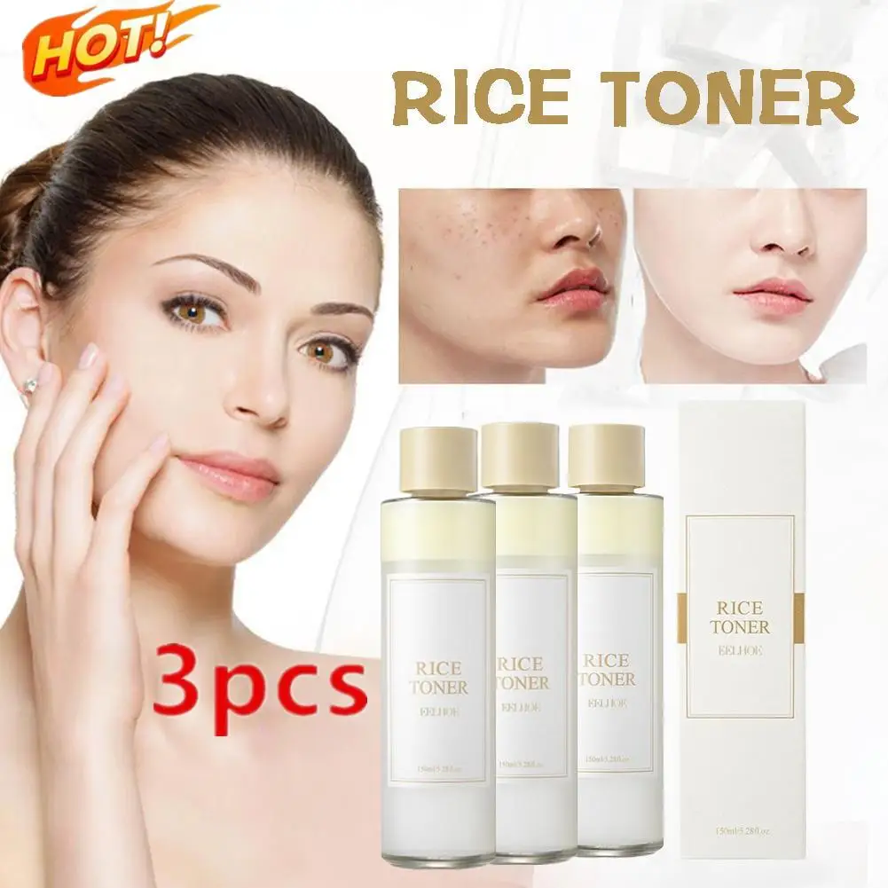 3PCS Anti  Toner Deeply Moisturizing Brightening Restore Skin Texture Shrink Pores Nourishing Dryness Facial Rice Hydrating Tone