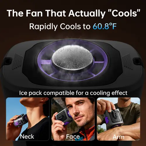 MUXNW Ventilador Waistban Rechargeable Clip-On Waist Fan with Ice Cooling Plate, 8000mAh Portable Hands-free Belt Fan for Campin - Image 2