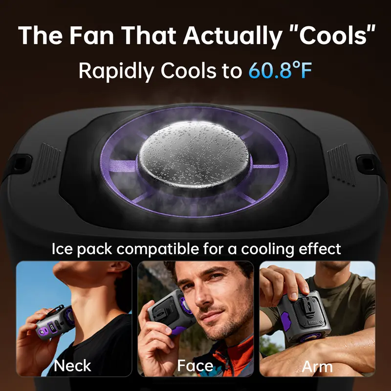 MUXNW Ventilador Waistban Rechargeable Clip-On Waist Fan with Ice Cooling Plate, 8000mAh Portable Hands-free Belt Fan for Campin - Image 2