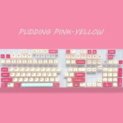 Translucent Pink Pudding PBT Keycap Set - Korean ASA Design, Spring/Summer Edition (PINK - YELLOW)