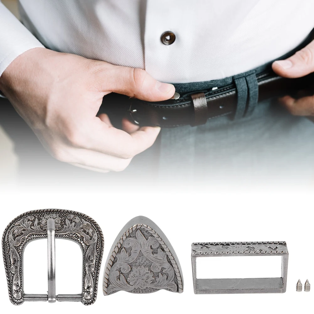 Alloy Buckle Belt Buckle Set Vintage Handmade Carving Alloy Waist Belt Set for Collar Saddle Accessories Leather Tools Leather Craft Tools Leather Craft Tool