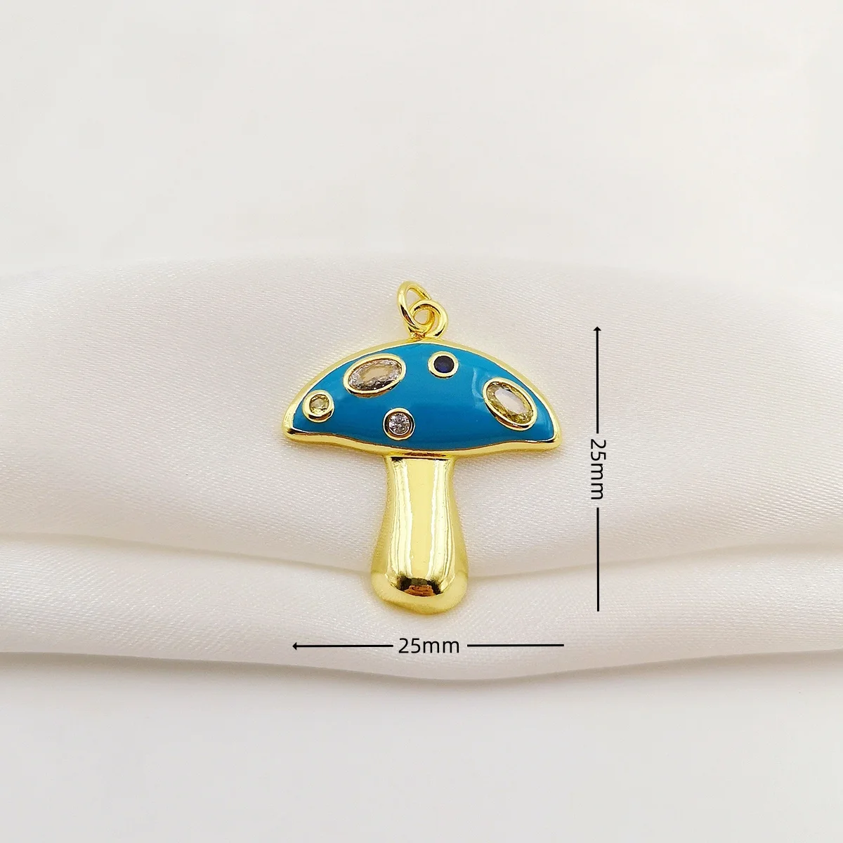 Copper Gold Plated Colored Enamel Mushroom Charms for Necklace DIY Jewelry Making Zirconia Fungi Pendant Jewelry Accessory Gifts 5