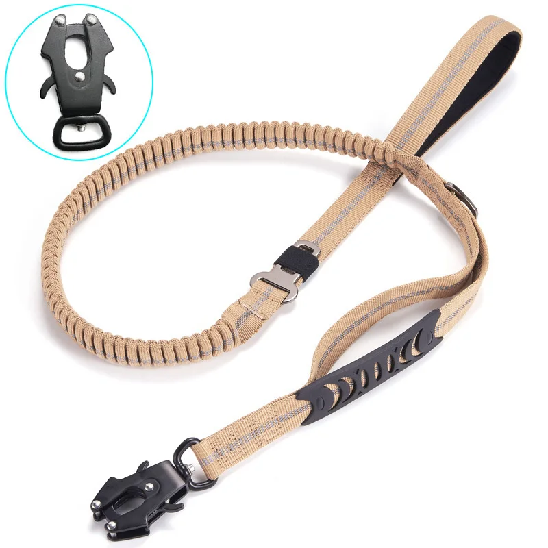 

Heavy Duty Bungee Dog Leash Tactical Reflective Shock Absorbing Leashes Quick Release Carabiner Car Seatbelt for Large Dogs