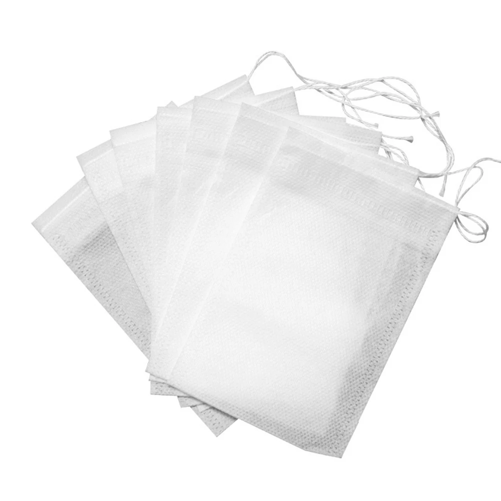 100 Pcs Non-woven Fabric Tea Infuser Bags with Drawstring Sachet Bags Tea Filter Bags for Loose Tea Kitchen Accessories