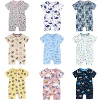 Baby Girl Rompers Summer Newborn Cute Jumpsuit Pajamas Printed Casual Short Sleeve Baby Boy Outfit Clothes 0 To 3 6 12 24 Months