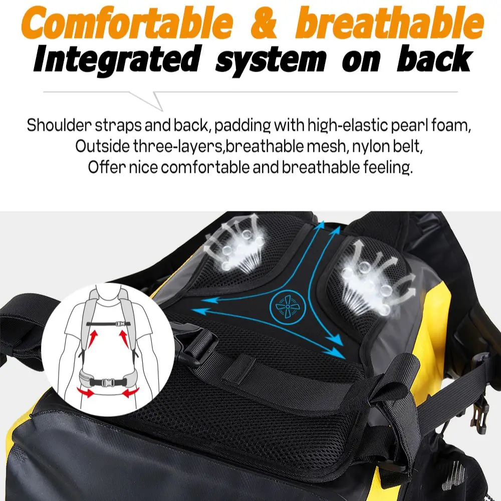NOOYAH Waterproof Dry Bag IPX8 Roll-Top Closure Waterproof Backpack Fishing Bag Double Layer Rucksack Outdoor Sport Dry Backpack 4