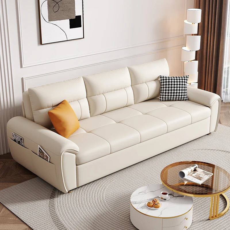 천연 가죽 디자이너 소파, 독특한 모던 북유럽 플로어 퍼프 소파 침대, 럭셔리 라운지 소파, 주름진 가구, 거실 