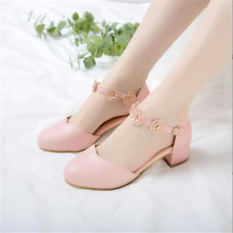 Children Girls High Heel Shoes Kids Sandals Lolita Mary Janes Shoes Sweet Bowknot Princess Party Dress Wedding Shoes Size 28-43 6
