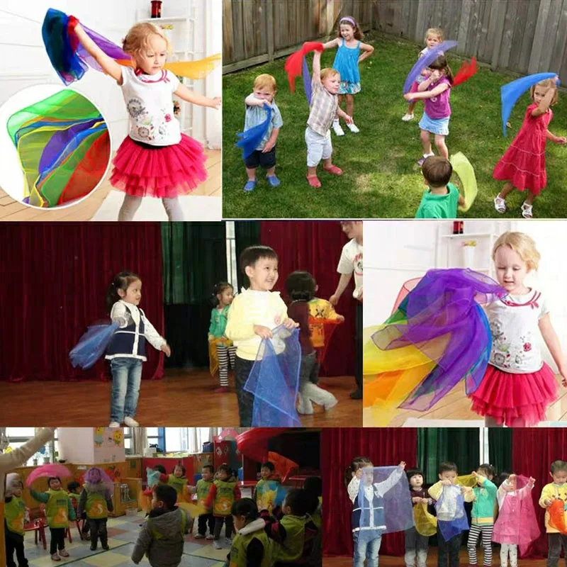 6PCS Dance performance gauze kindergarten children's puzzle early education toys parent-child dance colored gauze dance scarf