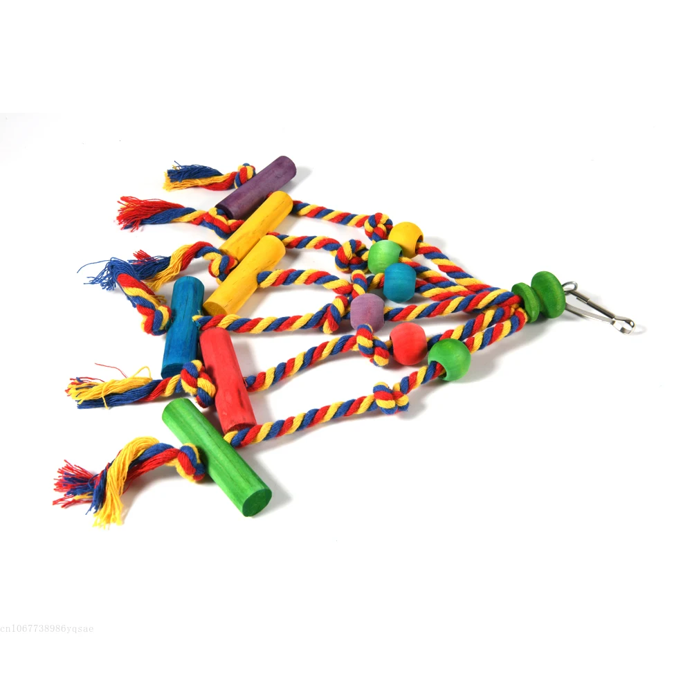 Parrot Toy Bird Toy Colorful Bird Perches Toys Chew Funny Cotton Rope Parrot Toy Bite Resistant Bird Tearing Cockatiels Training Toy 1pcs