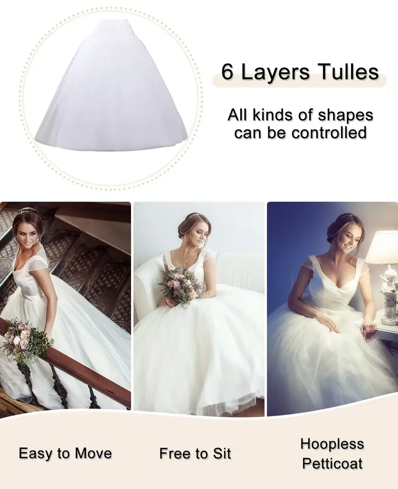 Économisez Gros Sur Les Achats En Gros De Jupon De Crinoline Sans Cerceau Jupe Cerceau Robe De Bal : Jupon Crinoline Pour Robe De Mariée Pleine