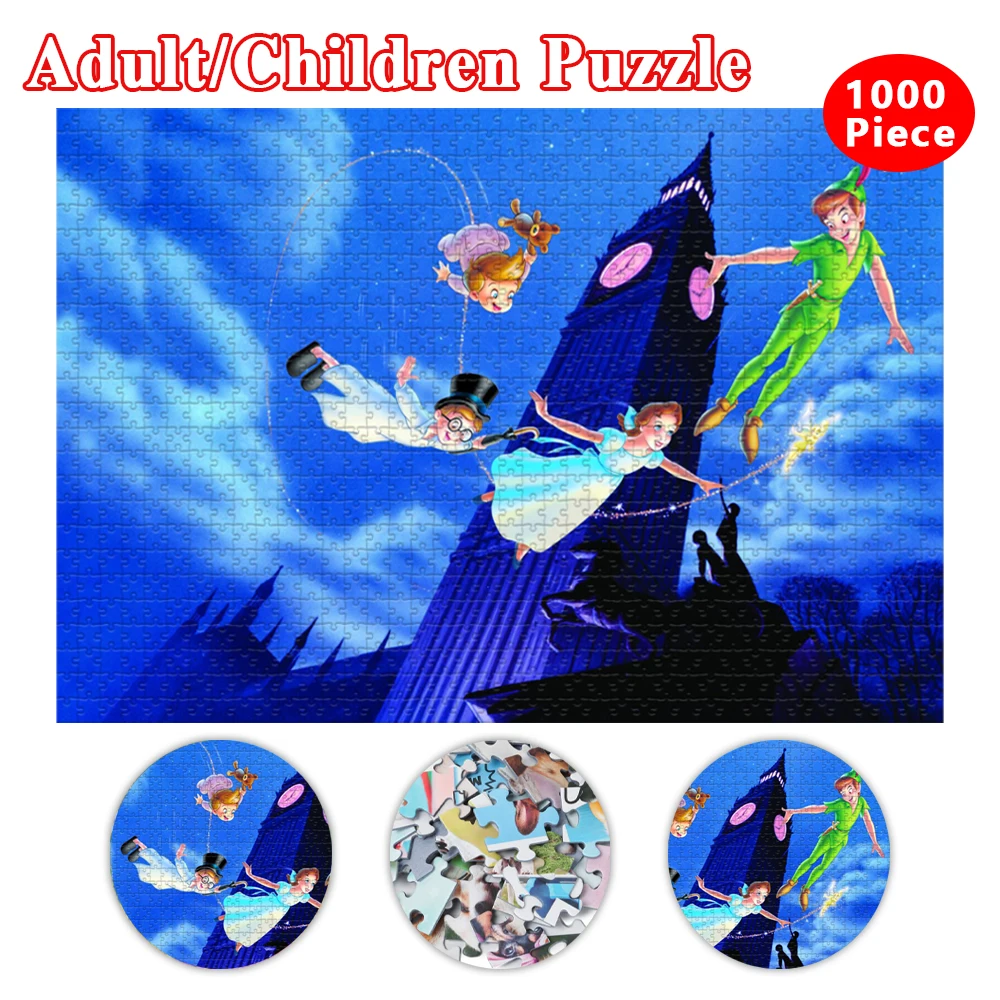 Disney Puzzles for Adults 1000 Pieces Paper Jigsaw Puzzles Peter Pan Educational Decompressing Diy Large Puzzle Game Toys Gift