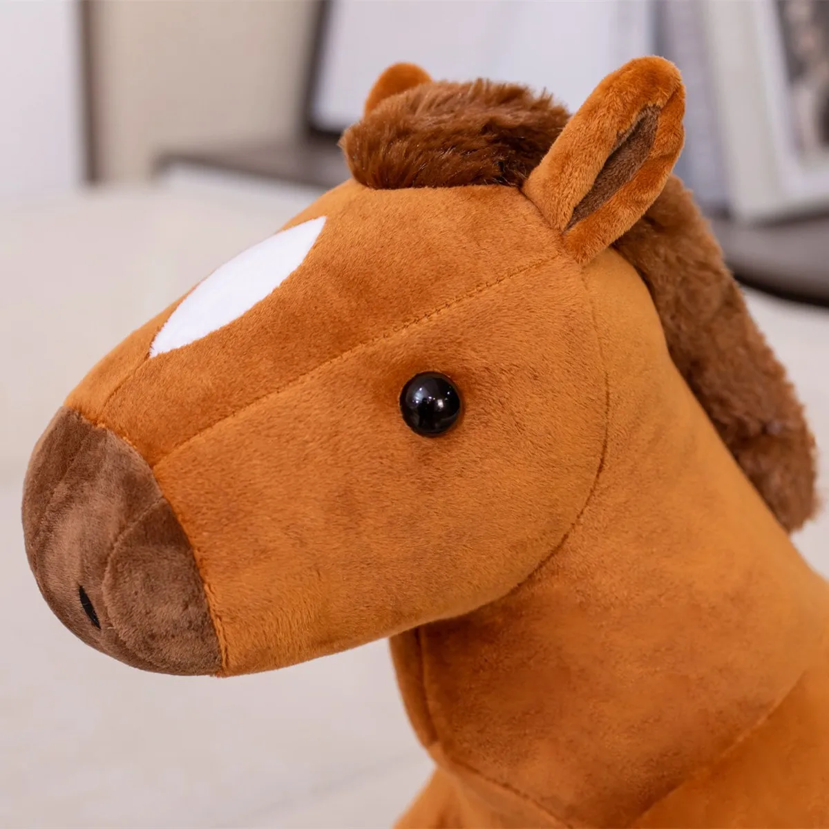 Brown White Plush Horse Toy Soft Stuffed Animal