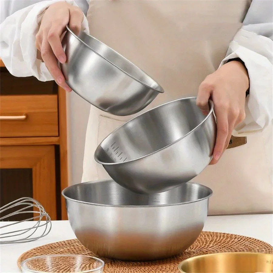 Korean stainless steel fruit and vegetable salad bowl with rice bowl, cold noodle bowl, instant noodle cold mixing bowl
