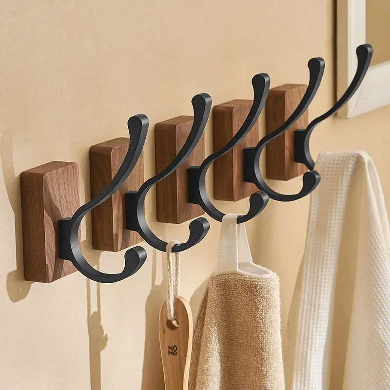 New Simple Solid Wood Hook Walnut Hanging Hanger Bathroom Wall Hook Bedroom  Coat Storage Rack Home Towel Key Decoration Hook - AliExpress