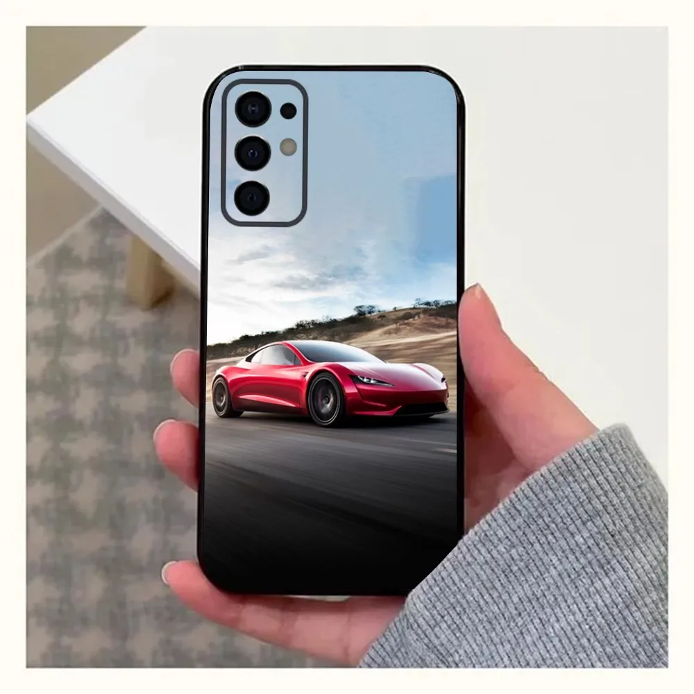 Sleek Black Soft Cover Electric Car Themed Phone Case