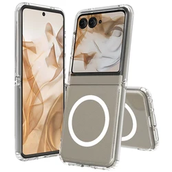 Durable Transparent Shockproof Magnetic Phone Case with TPU Frame for Razr 50 Ultra (Transparent)