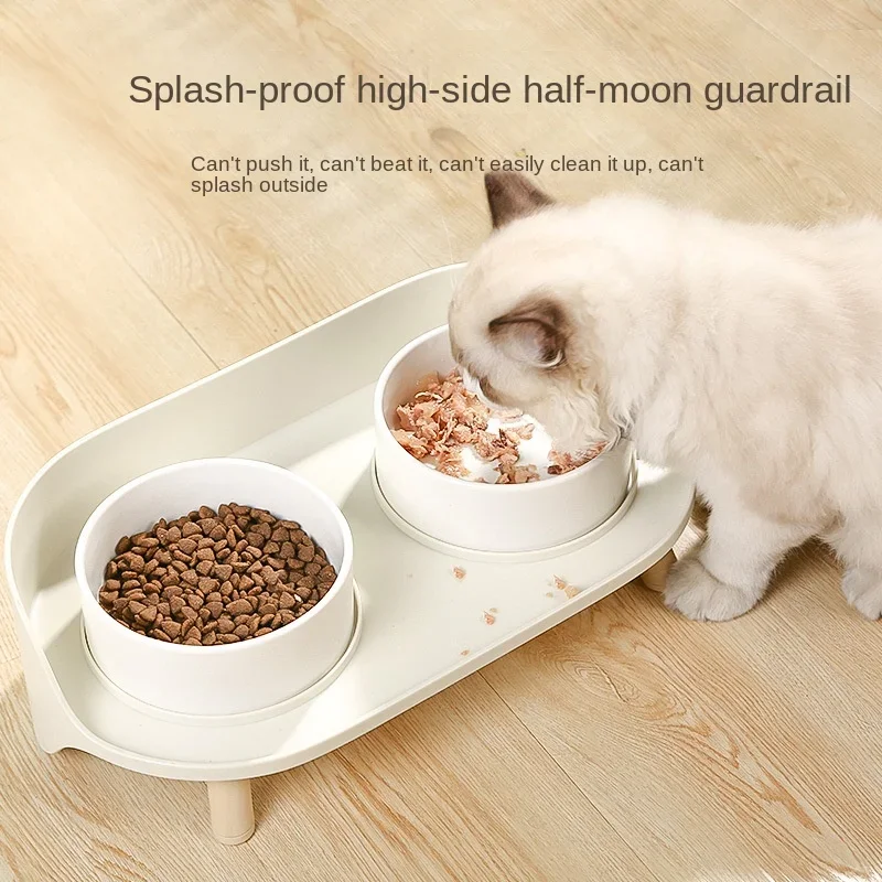 

Food Feeders Pet Cat Double Bowls Feeder Adjustable Height Cats Dogs Drinker Water Bowl Dish Elevated Feeding Kitten Supplies