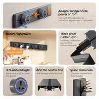 เต้ารับแบบรางพร้อมสวิตช์ คุณภาพสูง เต้ารับไฟฟ้าติดผนัง มาตรฐาน EU UK US FR ใช้ได้ทั่วไป สำหรับบ้าน ห้องครัว ห้องน้ำ สำนักงาน 3