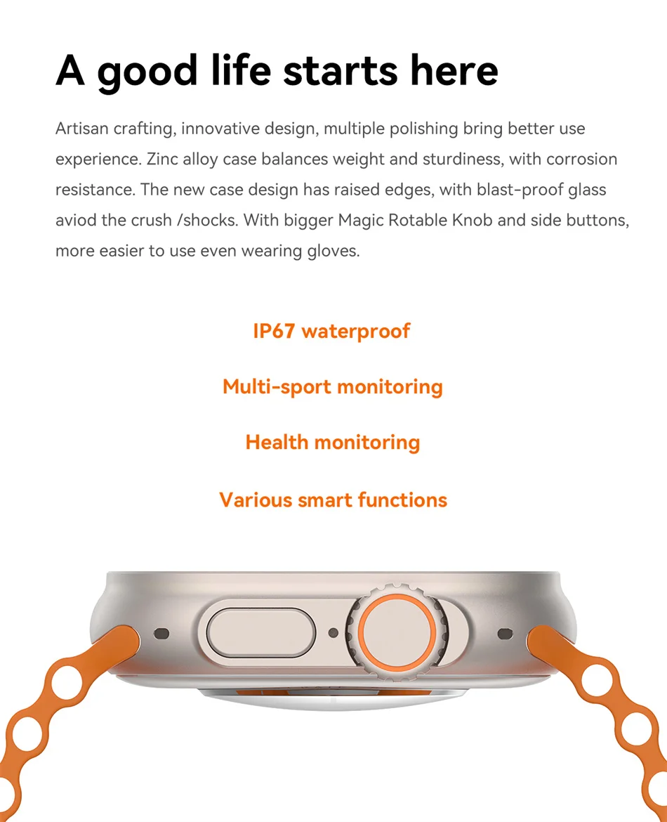 Montre connectée NFC Ultra Series 8 : écran HD de 1,96", appel Bluetooth, suivi d'activité, montre connectée étanche