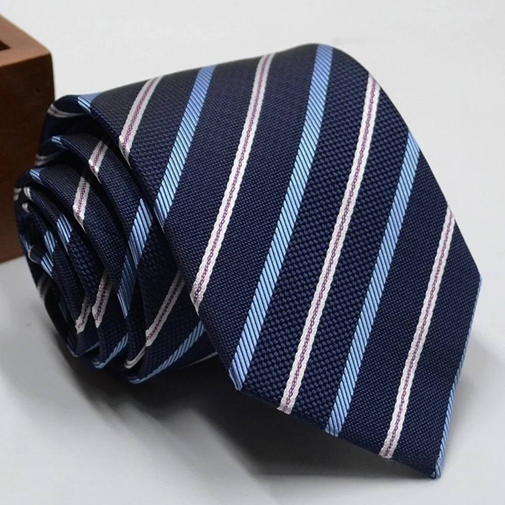 Classic Stripe Necktie - Business Formal Tie for Men 8cm Blue Black Pink Red
