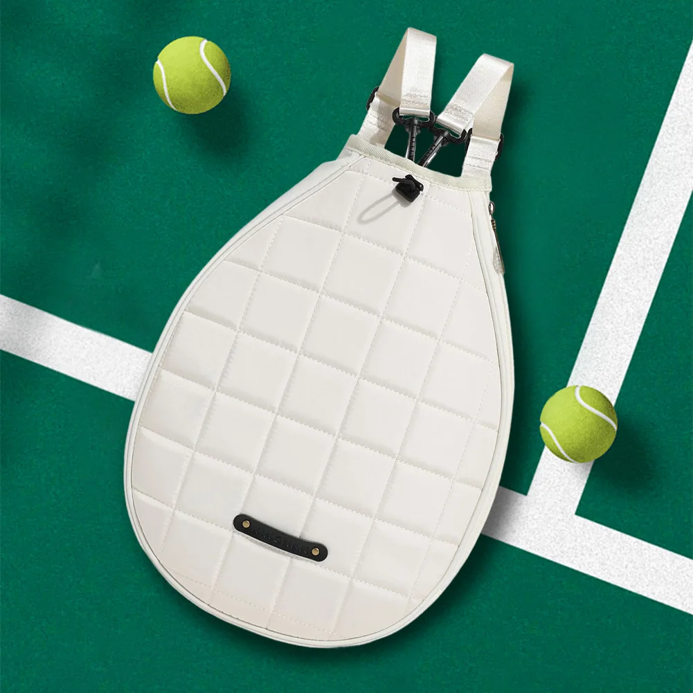 Quilted Tennis Backpack Zipper Closure Tennis Racket Carrying Bag Tennis Racquet Crossbody Bag for Pickleball Tennis Badminton 3