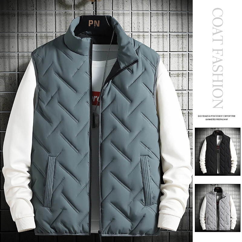 

M-5XL Male Casual Thicken Sleeveless 2023 Cotton Jacket Vests Fashion Clothes Autumn Winter Vest Men Mens Waistcoat Coats Vest