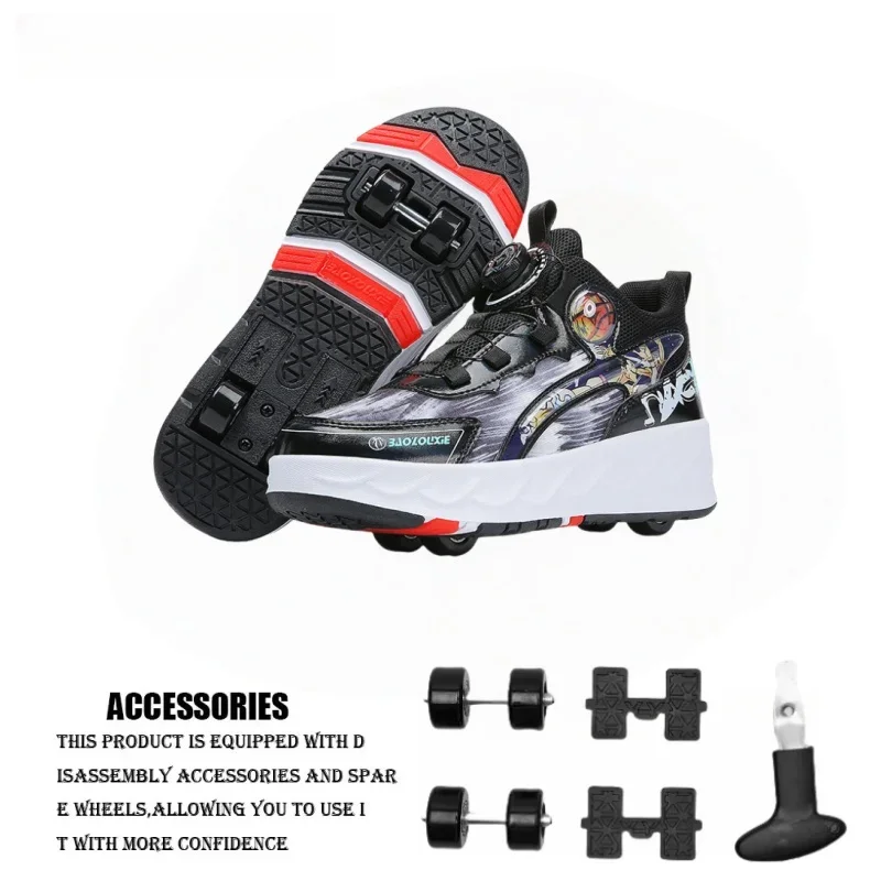 Kids Roller Skate Shoes Casual Outdoor Parkour Detachable With 4 Wheels Boys Girls Fashion Children Deformation Skating Shoes