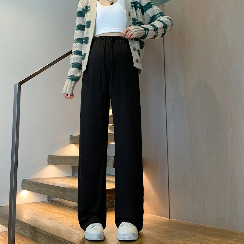 Maternity Pants Spring Autumn Summer Wide-Leg Pants Without Belly Support Drawstring Straight Wide-Leg Trousers