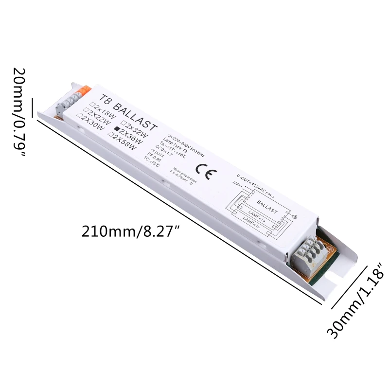 220-240V AC 2x36W Wide Voltage T8 Electronic Ballast Fluorescent Lamp Ballasts electronic ballast