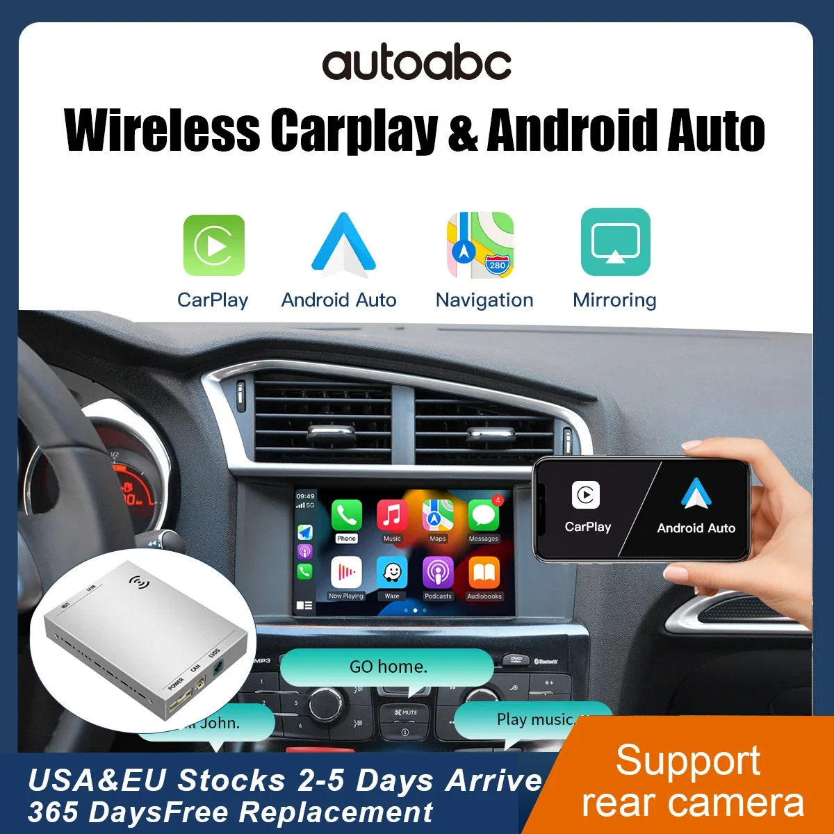 Autoabc Wireless Carplay E Android Auto Per Peugeot 208 308 508 3008 Citroello C4 Ds3 Ds4 Ds5 Smeg Nac Accessori Multimediali