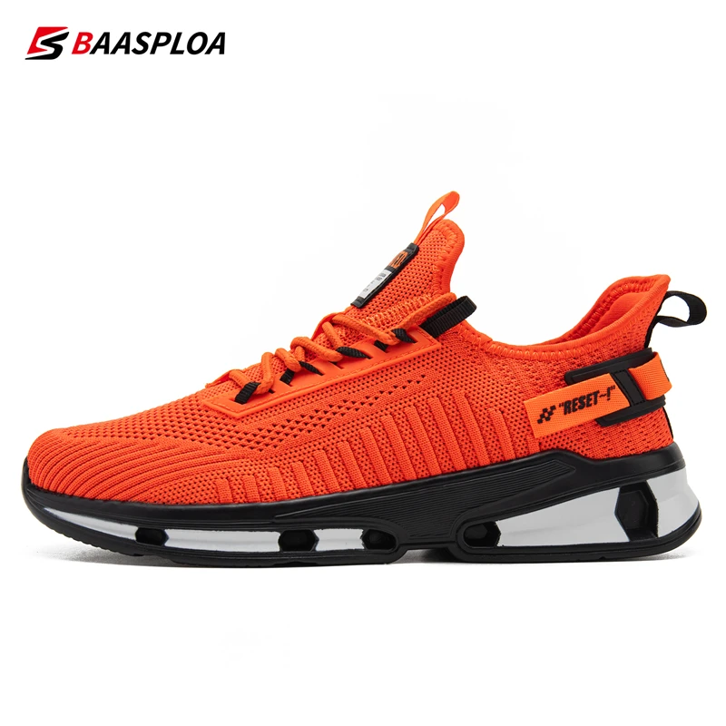 

Baasploa Men's New Casual Knit Sneakers Lightweight Fashion Running Shoes Anti-Slip Shock-Absorbing Male Walking Tenis Shoes