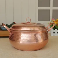 Casserole pure faite à la main en cuivre violet avec marmite à ragoût de cuisine épaisse avec couvercle, marmite à nouilles instantanées, marmite à soupe de grande capacité 2