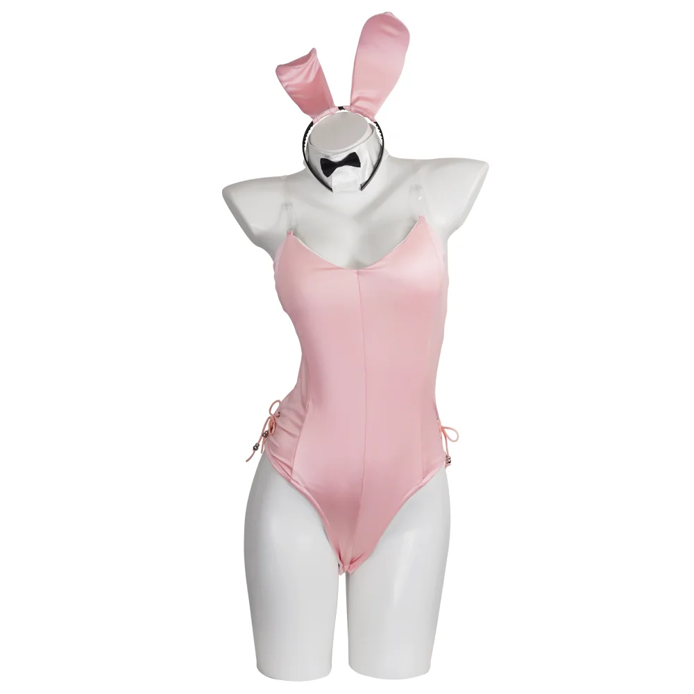 Pink Sexy Cute Women One Piece Bunny Girl Faux Leather Rabbit Uniform Set Mai Sakurajima Plus Size Kawaii Cosplay Costume