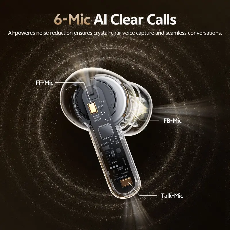 QCY Melobuds N20 HT20 Adaptive Hybrid Noise Cancelling -50dB Wireless  Bluetooth 6.0 Earbud 13mm Drivers 6 Mics HD Call Earphone - Image 3