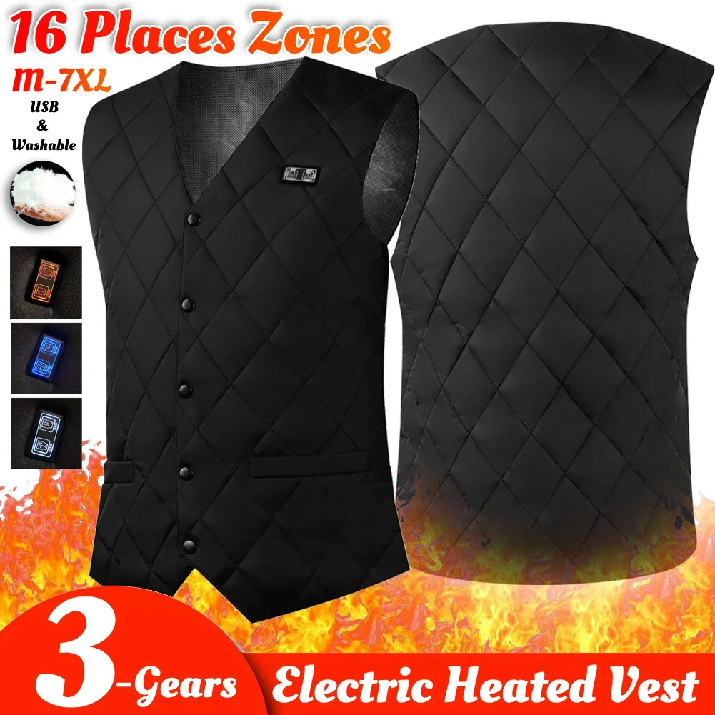 16 Places Zones Thermal Clothing USB Charging Thermal Electric Heating Clothing Women Men Thermal Heated Vest for Camping Hiking