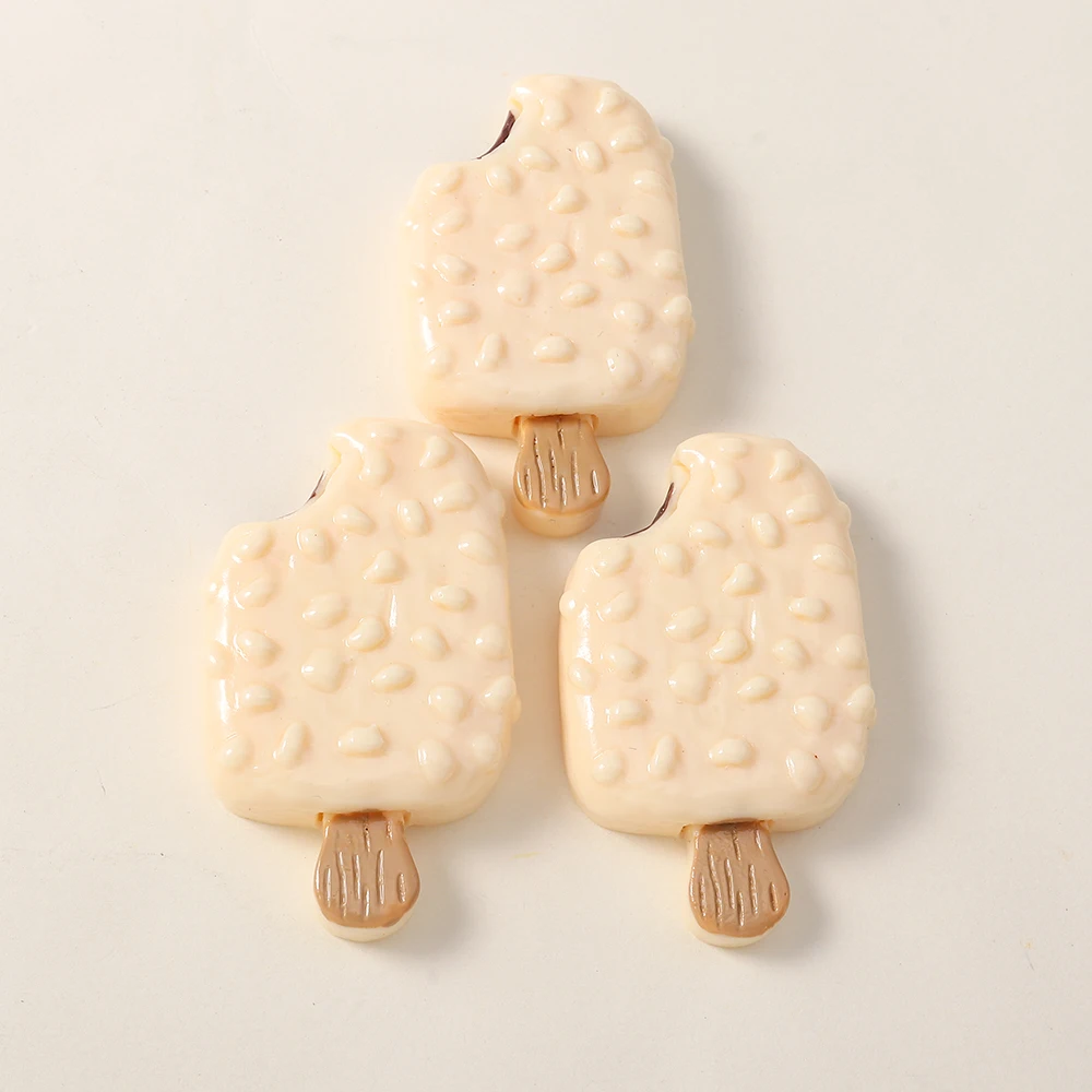 4pcs 귀여운 아이스 캔디 참 플랫 백 수지 딸기 초콜릿 아이스크림 펜던트 DIY 머리핀 열쇠 고리 쥬얼리 공예품