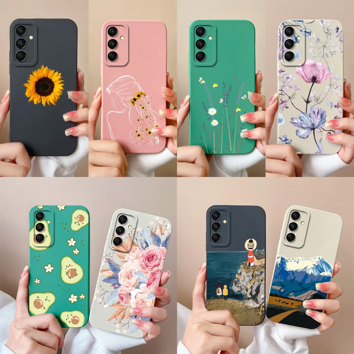 Beautiful Flower Mountain Liquid Shockproof Anti-Fingerprint Silicone Case