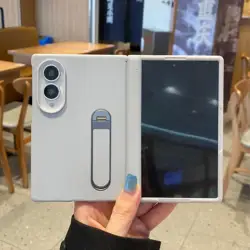 Premium 360° Rotating PU Leather Case with Screen Protector & Hinge Cover - Galaxy Z Fold 8 (Gray)