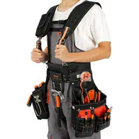 Tool Belt with Suspenders 1680D Polyester, 29 Pockets, 29-54 inches Adjustable Waist Size, Tool Belts for Men, Heavy Duty Carpen 1