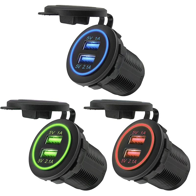 Vusddy 2 Prese A Doppia USB Da 12 V/24 V, Presa Di Ricarica Per Auto - Foto 2