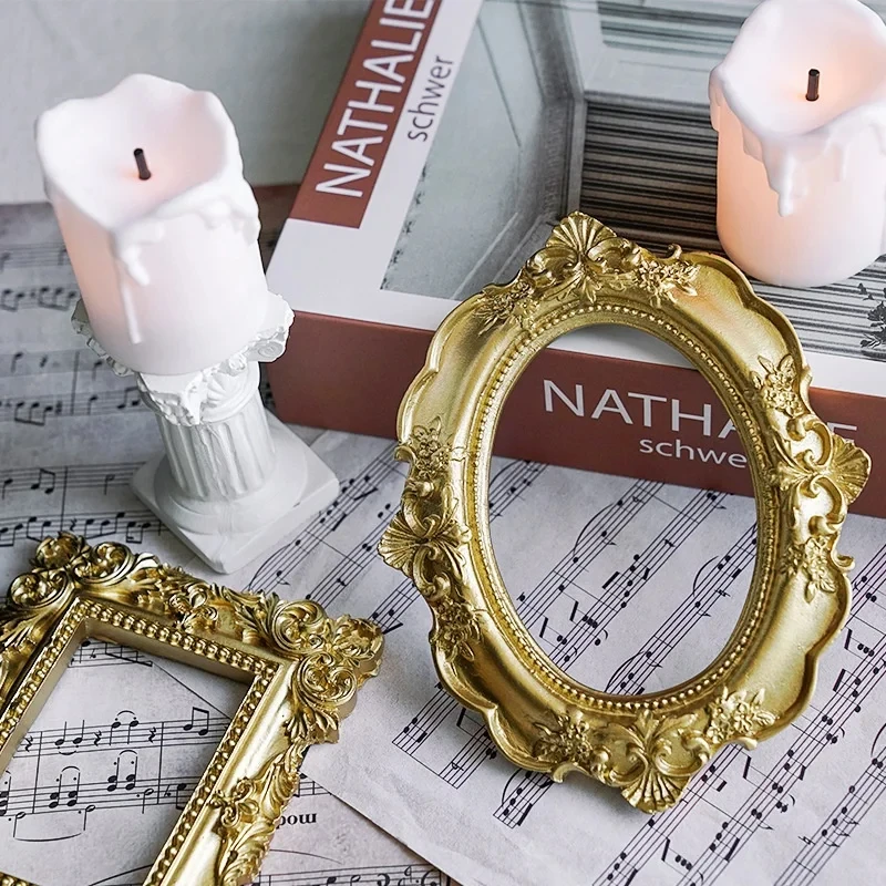 Mini Photo Frame Shooting Retro European Style Photo Frame Embossed Nail Art Earrings Pose Props