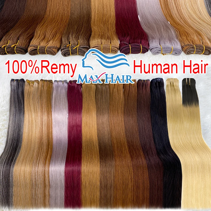 Human Hair Bundles With Closure Straight 100% Real Human Hair Weft Bundles Extensions Remy Natural Hair Sew Weaves Brown Blonde